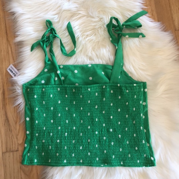 NWT Old Navy tie shoulder polka dot crop tank - Picture 4 of 7